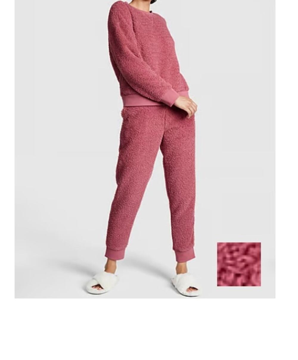 Victorias Secret Cozy Jogger Lounge Set Pink Size Medium Pink Fleece New